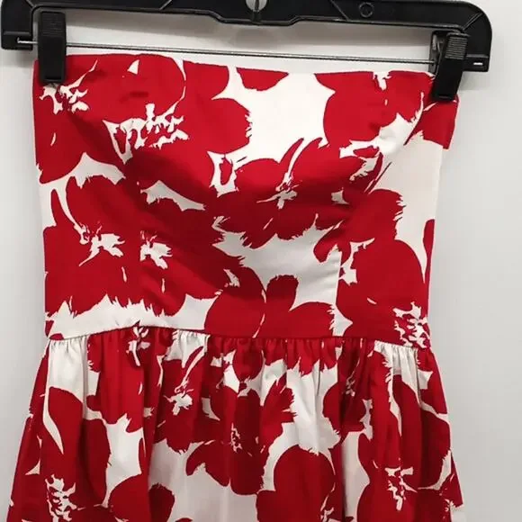 love,,,ady  Women & Junior Red & White Floral Strapless Dress Size Small - Picture 3 of 13